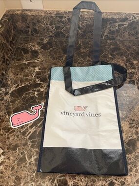 Vineyard Vines White, Blue and Pink Whale Reusable Tote